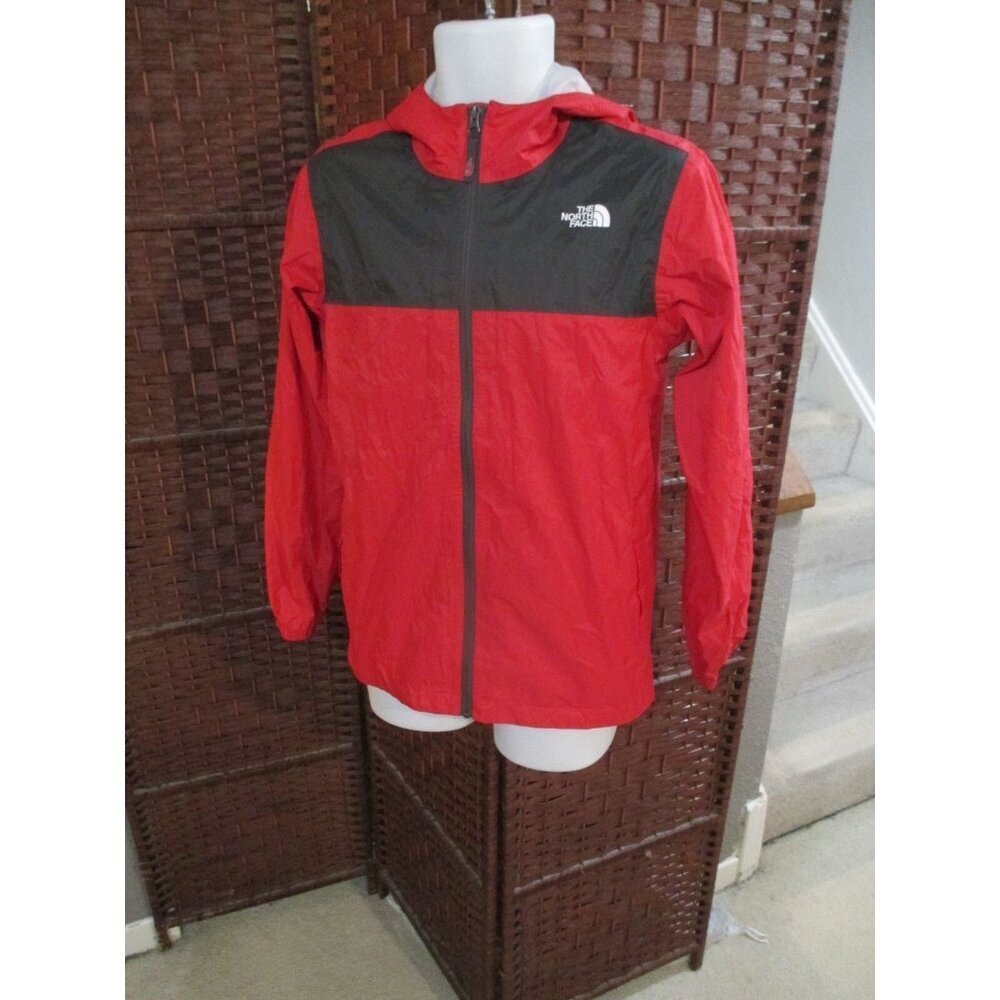 Boys The North Face Hooded Jacket Windbreaker Red Multi Color Size XL 18-20